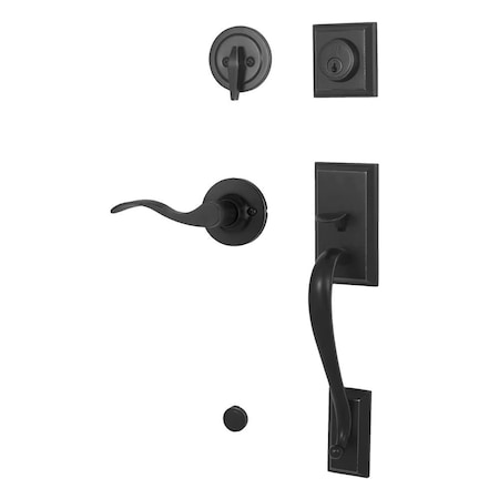 Weslock Mercy Single Cylinder Handleset with Right Hand New Haven Lever Matte Black Finish R2830-2X2FR2D